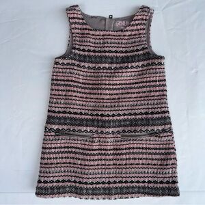 Genuine Kids OshKosh Toddler Dress 2T Pink Black Tweed Sleeveless Zipper Pocket